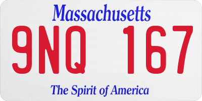 MA license plate 9NQ167