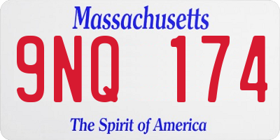MA license plate 9NQ174