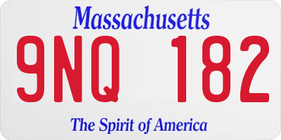 MA license plate 9NQ182