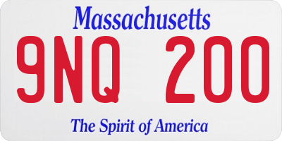 MA license plate 9NQ200