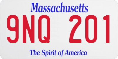 MA license plate 9NQ201