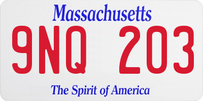 MA license plate 9NQ203