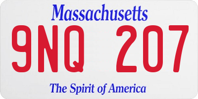 MA license plate 9NQ207