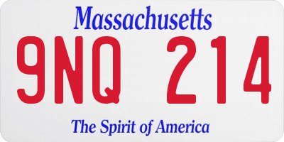 MA license plate 9NQ214