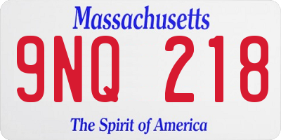 MA license plate 9NQ218