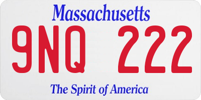 MA license plate 9NQ222