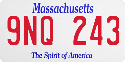 MA license plate 9NQ243