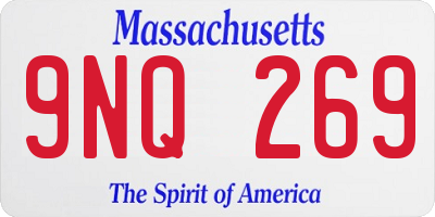MA license plate 9NQ269