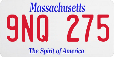 MA license plate 9NQ275