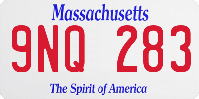 MA license plate 9NQ283
