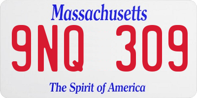 MA license plate 9NQ309