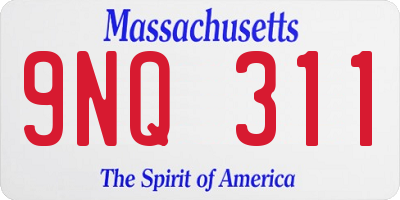 MA license plate 9NQ311