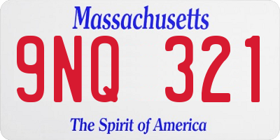 MA license plate 9NQ321
