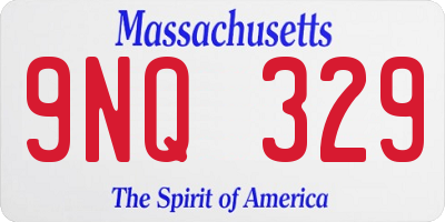 MA license plate 9NQ329