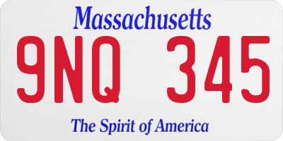MA license plate 9NQ345