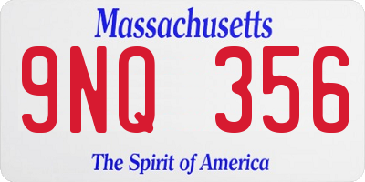 MA license plate 9NQ356