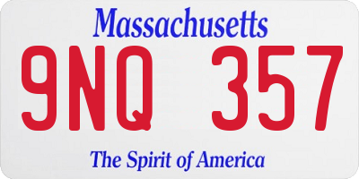 MA license plate 9NQ357