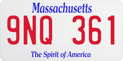 MA license plate 9NQ361