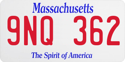 MA license plate 9NQ362