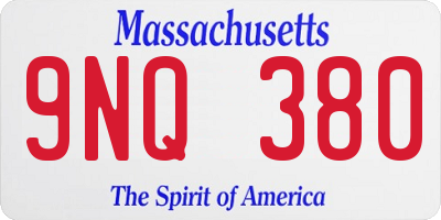 MA license plate 9NQ380
