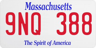 MA license plate 9NQ388