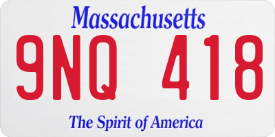 MA license plate 9NQ418