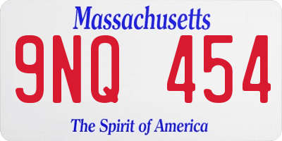MA license plate 9NQ454