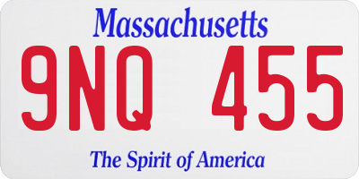 MA license plate 9NQ455