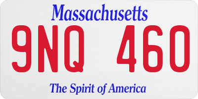MA license plate 9NQ460
