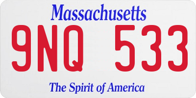 MA license plate 9NQ533