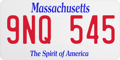 MA license plate 9NQ545