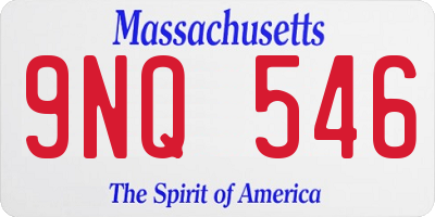 MA license plate 9NQ546