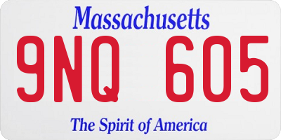 MA license plate 9NQ605