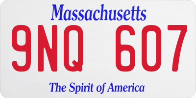 MA license plate 9NQ607