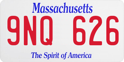 MA license plate 9NQ626