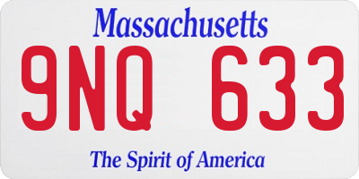 MA license plate 9NQ633