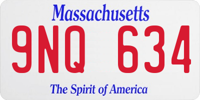 MA license plate 9NQ634