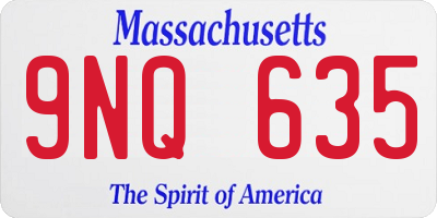 MA license plate 9NQ635