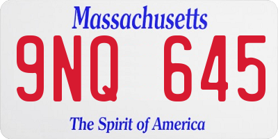 MA license plate 9NQ645