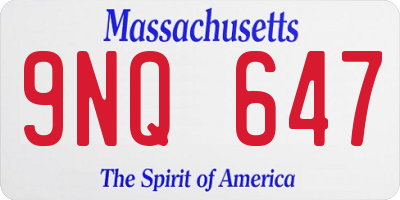 MA license plate 9NQ647