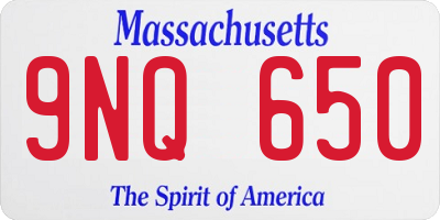 MA license plate 9NQ650