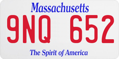 MA license plate 9NQ652