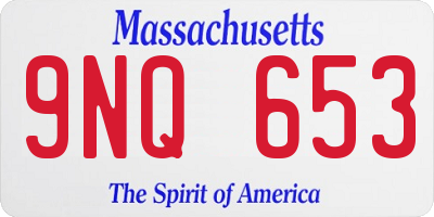 MA license plate 9NQ653