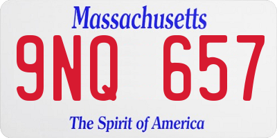 MA license plate 9NQ657