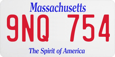 MA license plate 9NQ754