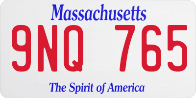 MA license plate 9NQ765