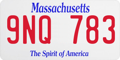 MA license plate 9NQ783