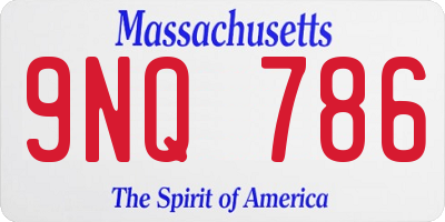MA license plate 9NQ786