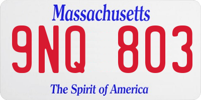 MA license plate 9NQ803