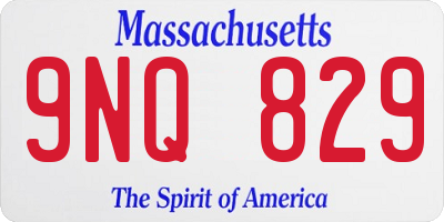 MA license plate 9NQ829
